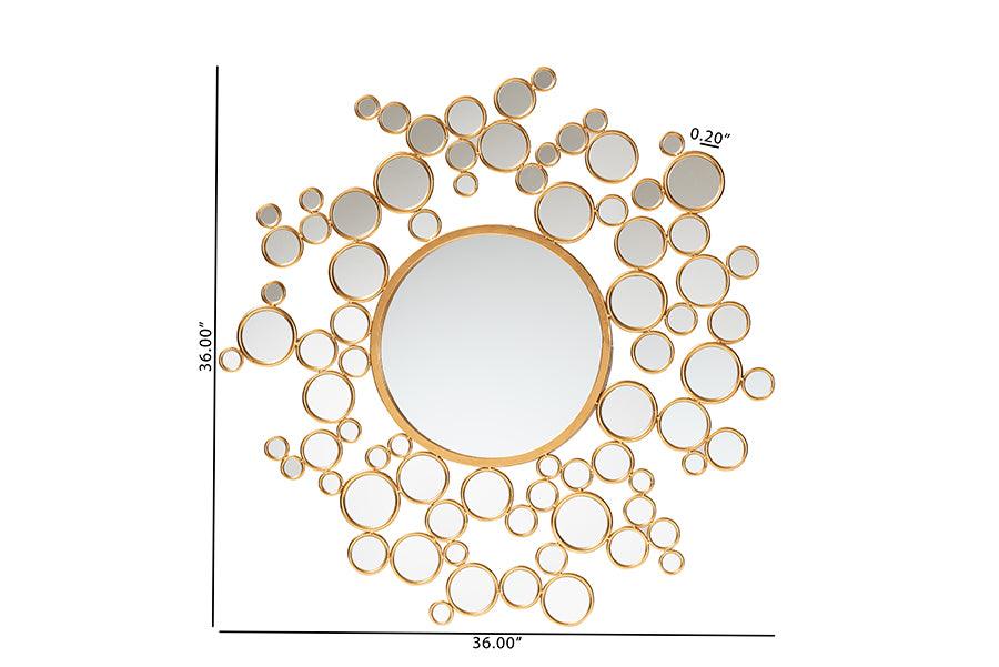 Castiel Modern Glam and Luxe Antique Goldleaf Metal Bubble Accent Wall Mirror FredCo