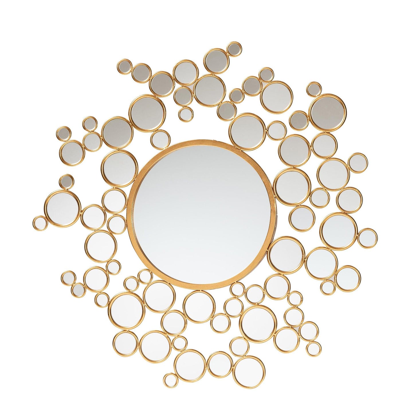 Castiel Modern Glam and Luxe Antique Goldleaf Metal Bubble Accent Wall Mirror FredCo