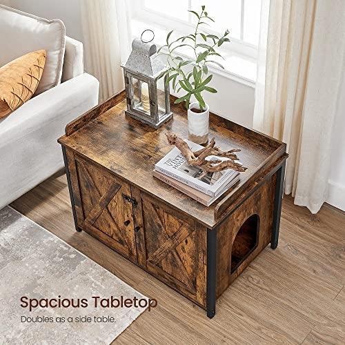 Cat Litter Box, 2 Door Brown and Black Furniture FredCo