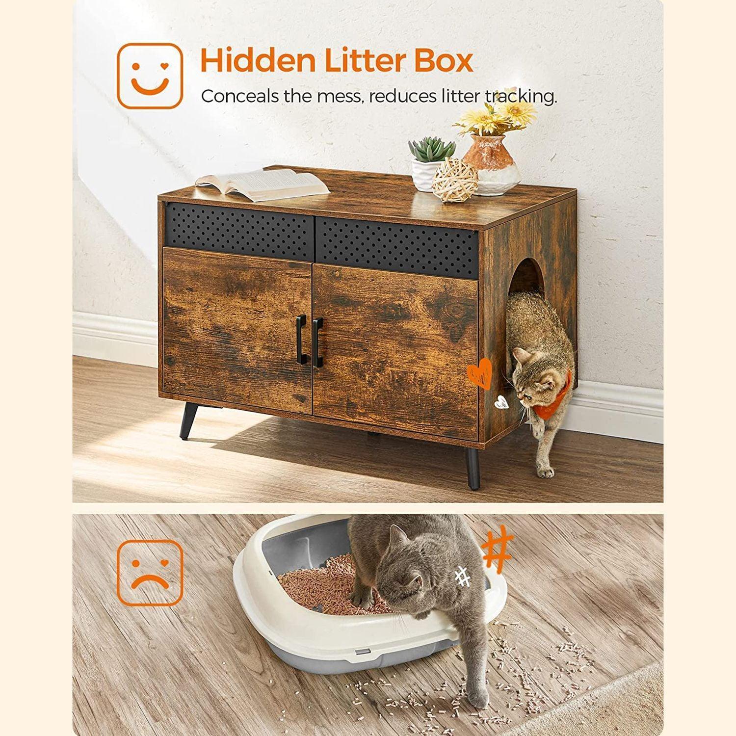 Cat Litter Box Enclosure, Rustic Brown FredCo
