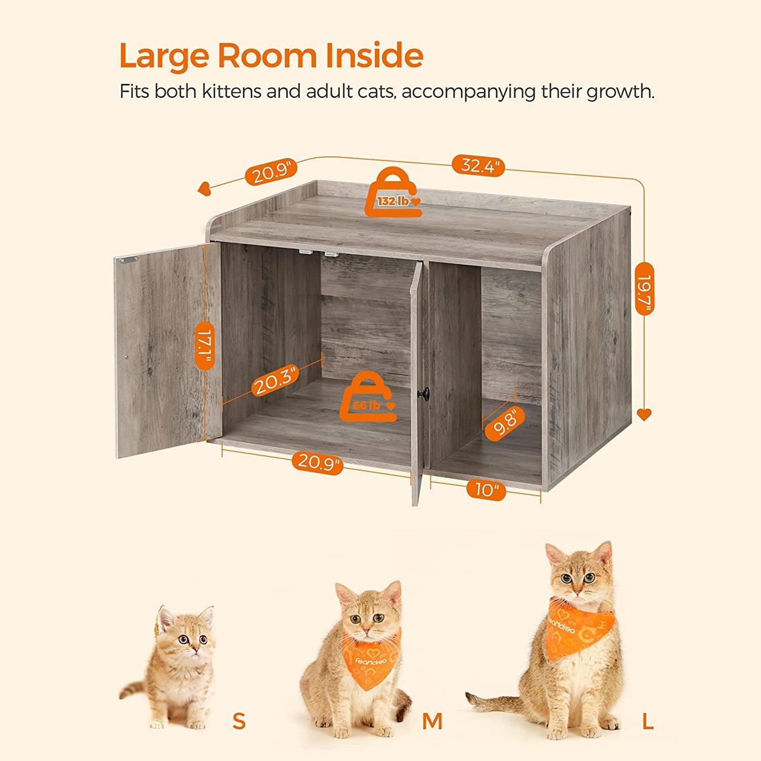Cat Litter Box Furniture Gray 34" FredCo