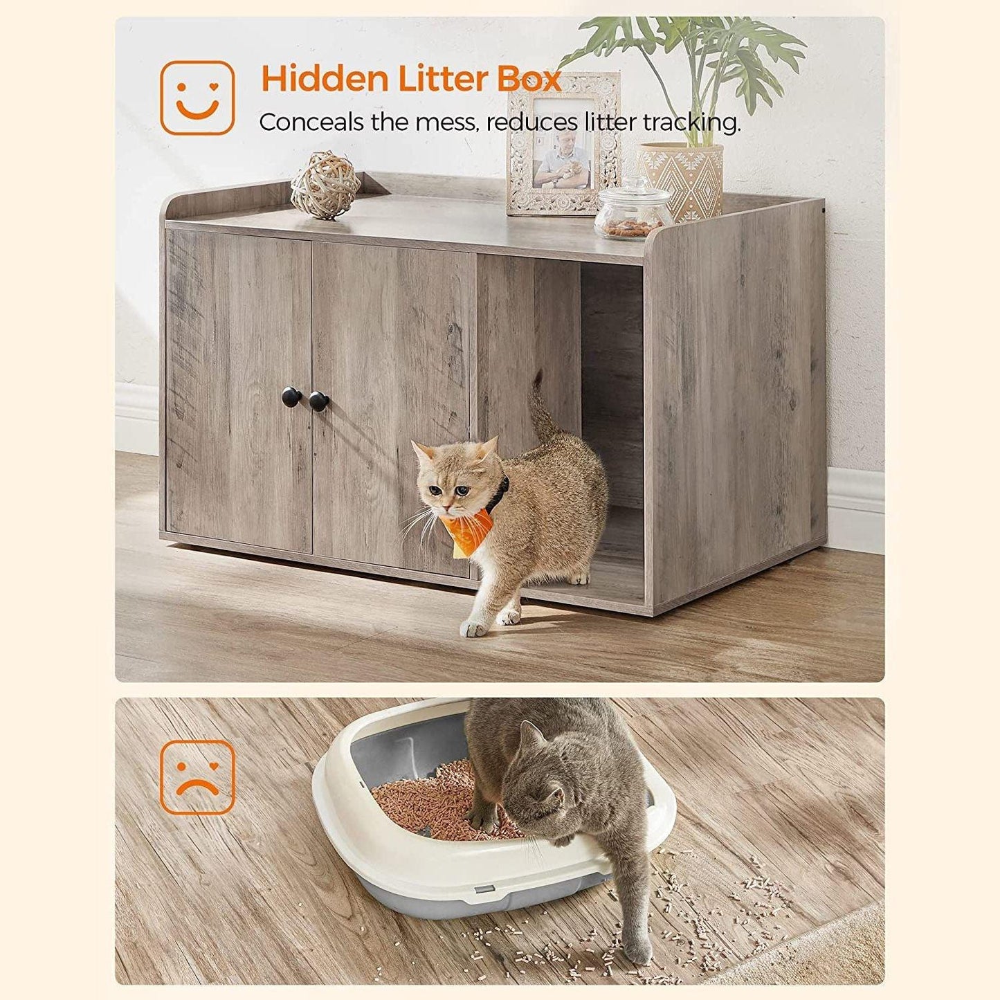 Cat Litter Box Furniture Gray 34" FredCo