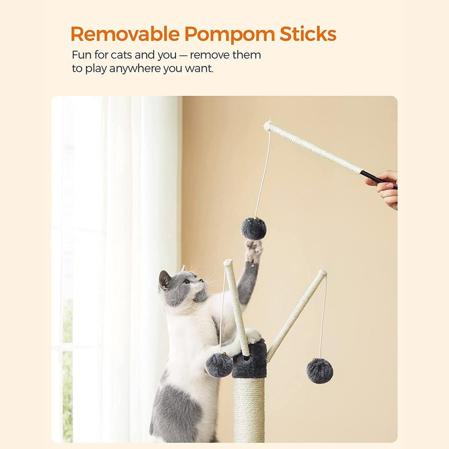 Cat Tower with 3 Pompom Sticks, Kitten FredCo
