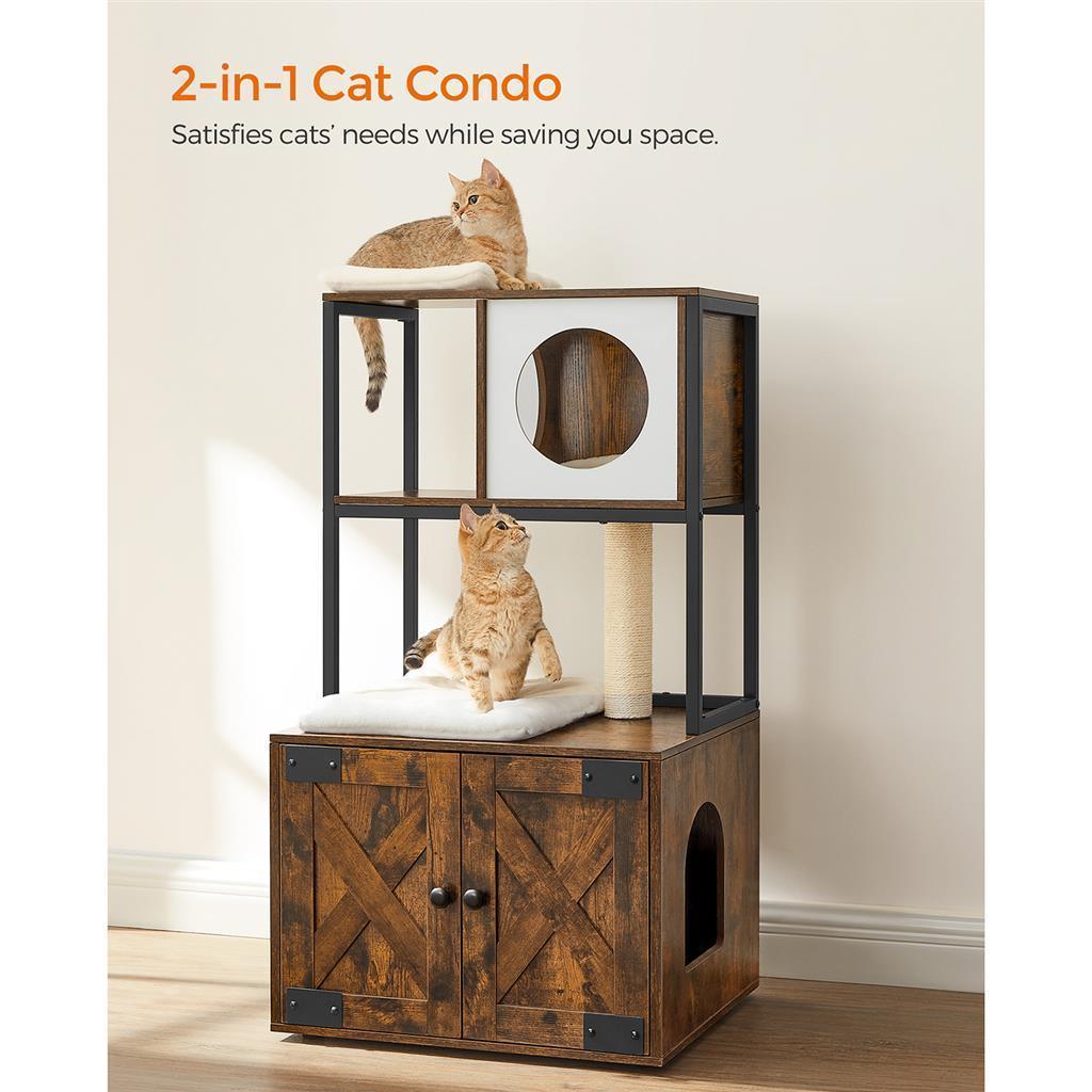 Cat Tree with Litter Box Enclosure, 2-in-1 FredCo