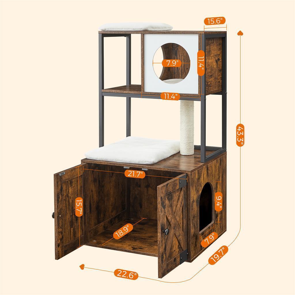 Cat Tree with Litter Box Enclosure, 2-in-1 FredCo