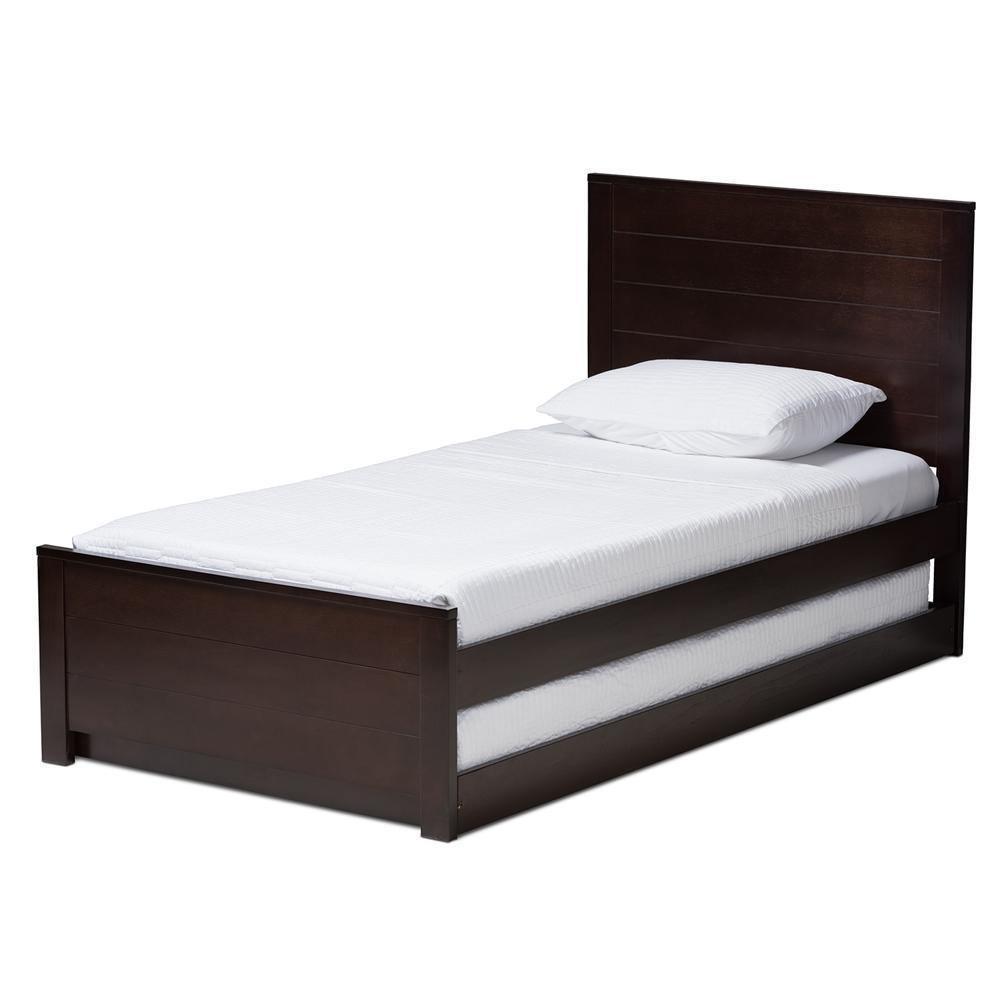 Catalina Modern Classic Mission Style Dark Brown-Finished Wood Twin Platform Bed with Trundle FredCo