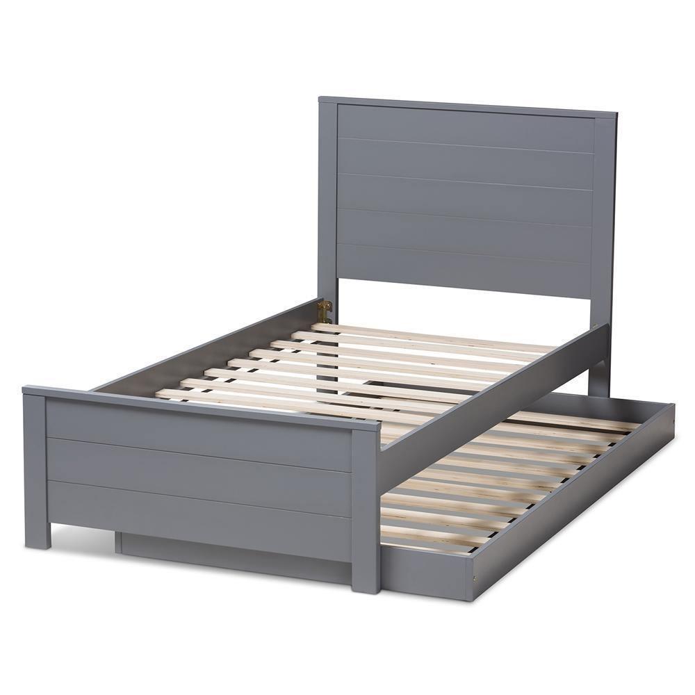 Catalina Modern Classic Mission Style Grey-Finished Wood Twin Platform Bed with Trundle FredCo