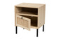 Caterina Mid-Century Modern Transitional Natural Brown Finished Wood and Natural Rattan 1-Door Nightstand FredCo