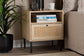 Caterina Mid-Century Modern Transitional Natural Brown Finished Wood and Natural Rattan 1-Door Nightstand FredCo