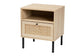 Caterina Mid-Century Modern Transitional Natural Brown Finished Wood and Natural Rattan 1-Door Nightstand FredCo