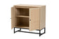 Caterina Mid-Century Modern Transitional Natural Brown Finished Wood and Natural Rattan 2-Door Storage Cabinet FredCo
