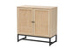Caterina Mid-Century Modern Transitional Natural Brown Finished Wood and Natural Rattan 2-Door Storage Cabinet FredCo