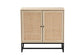 Caterina Mid-Century Modern Transitional Natural Brown Finished Wood and Natural Rattan 2-Door Storage Cabinet FredCo