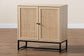 Caterina Mid-Century Modern Transitional Natural Brown Finished Wood and Natural Rattan 2-Door Storage Cabinet FredCo