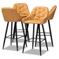 Catherine Modern and Contemporary Tan Faux Leather Upholstered and Black Metal 4-Piece Bar Stool Set FredCo
