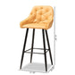 Catherine Modern and Contemporary Tan Faux Leather Upholstered and Black Metal 4-Piece Bar Stool Set FredCo