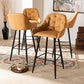 Catherine Modern and Contemporary Tan Faux Leather Upholstered and Black Metal 4-Piece Bar Stool Set FredCo