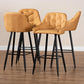 Catherine Modern and Contemporary Tan Faux Leather Upholstered and Black Metal 4-Piece Bar Stool Set FredCo