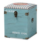 Caye Vintage Striped Fabric Upholstered Light Blue Finished Wood Storage Trunk Ottoman FredCo
