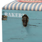 Caye Vintage Striped Fabric Upholstered Light Blue Finished Wood Storage Trunk Ottoman FredCo