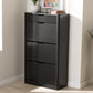 Cayla Modern and Contemporary Black Wood Shoe Cabinet FredCo