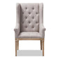 Cedulie French Provincial Beige Fabric Upholstered Whitewashed Oak Lounge Chair FredCo