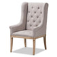 Cedulie French Provincial Beige Fabric Upholstered Whitewashed Oak Lounge Chair FredCo