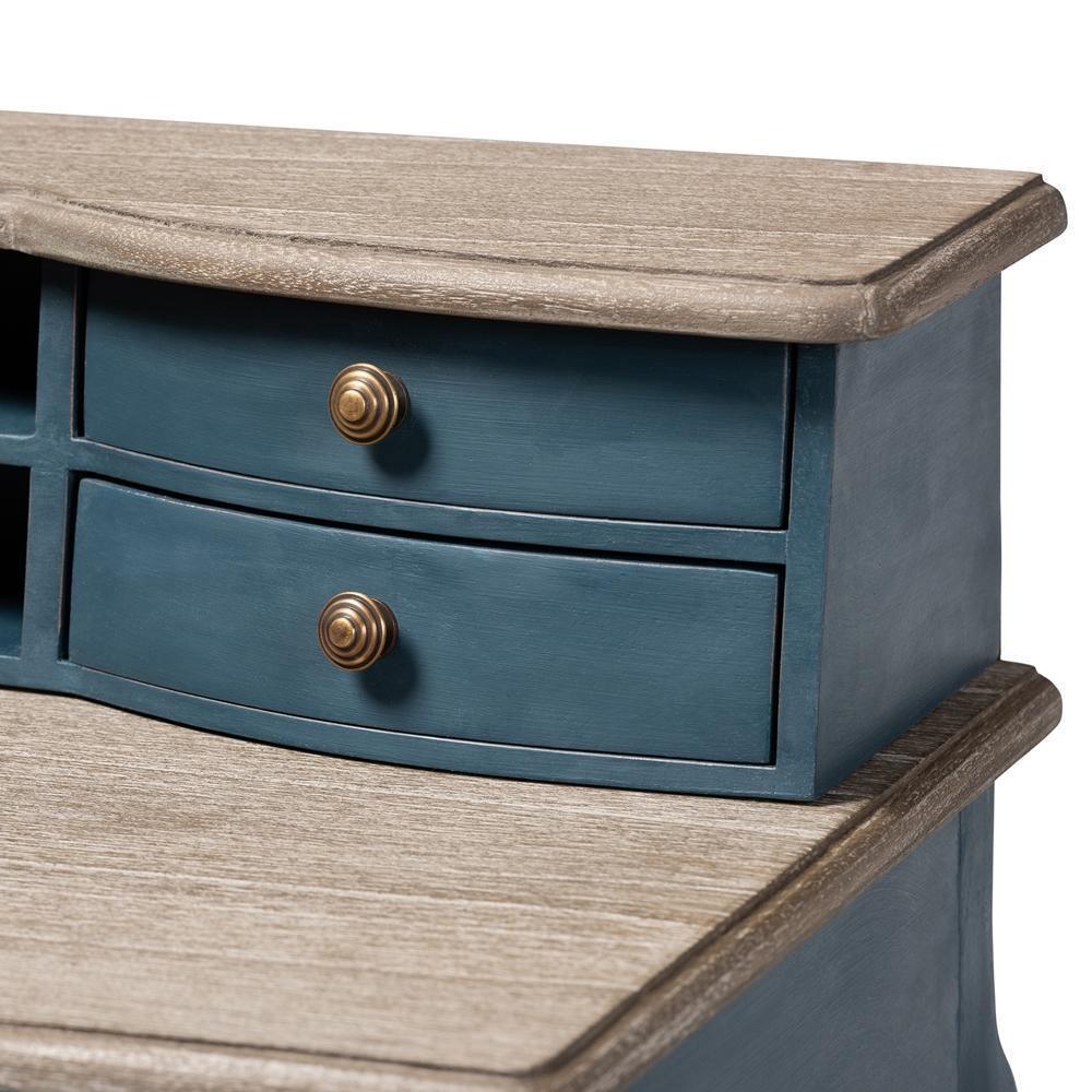 Celestine French Provincial Blue Spruce Finished Wood Accent Writing Desk FredCo