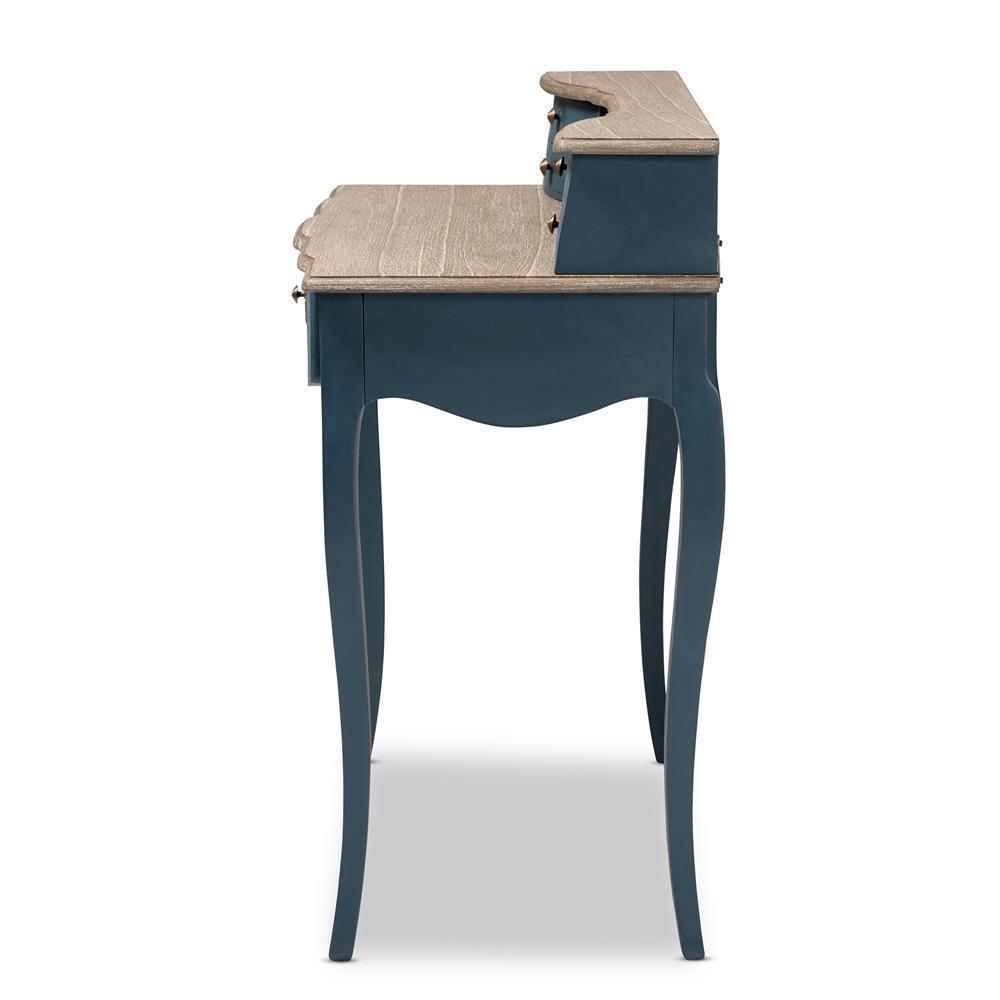 Celestine French Provincial Blue Spruce Finished Wood Accent Writing Desk FredCo