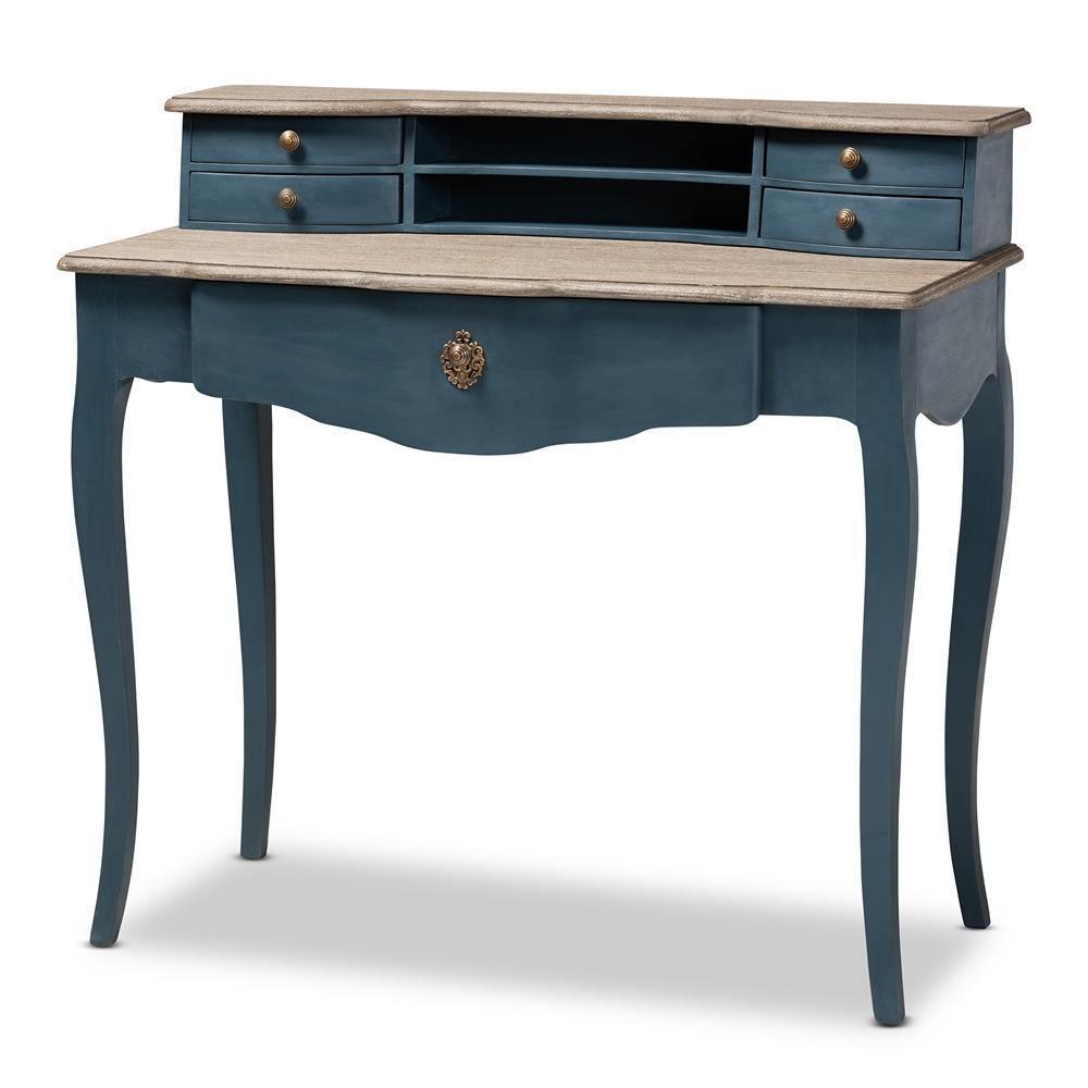 Celestine French Provincial Blue Spruce Finished Wood Accent Writing Desk FredCo