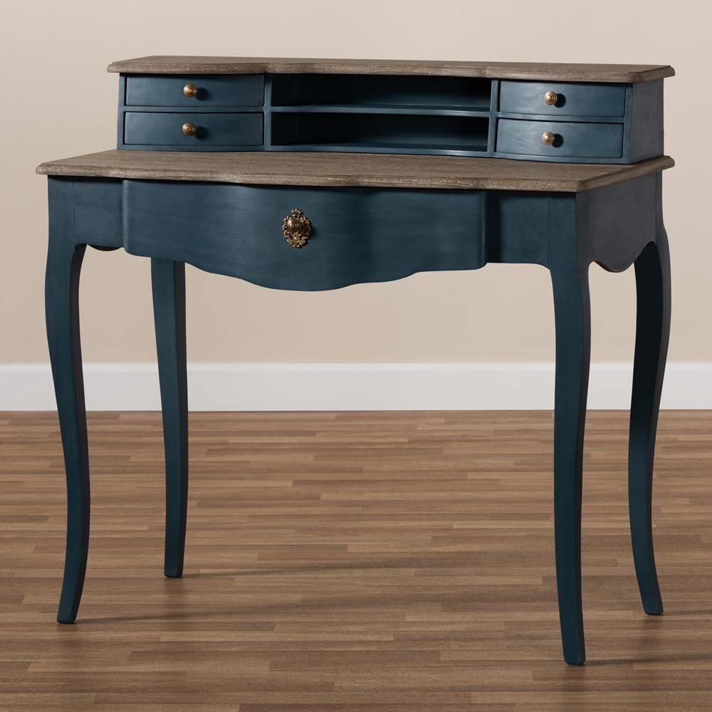 Celestine French Provincial Blue Spruce Finished Wood Accent Writing Desk FredCo