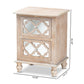 Celia Transitional Rustic French Country White-Washed Wood and Mirror 2-Drawer Quatrefoil Nightstand FredCo