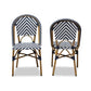 Celie Classic French Indoor and Outdoor Blue and White Bamboo Style Stackable Bistro Dining Chair Set of 2 FredCo