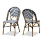 Celie Classic French Indoor and Outdoor Blue and White Bamboo Style Stackable Bistro Dining Chair Set of 2 FredCo