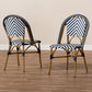 Celie Classic French Indoor and Outdoor Blue and White Bamboo Style Stackable Bistro Dining Chair Set of 2 FredCo