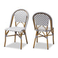 Celie Classic French Indoor and Outdoor Grey and White Bamboo Style Stackable Bistro Dining Chair Set of 2 FredCo