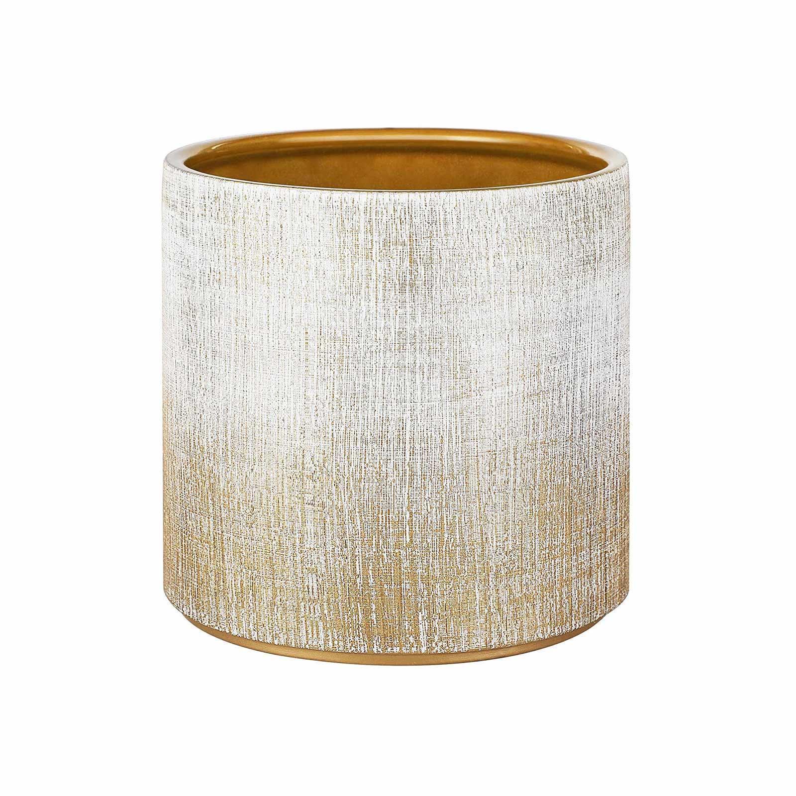 Ceramic Plant Pot Brushed White and Gold FredCo