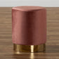 Chaela Contemporary Glam and Luxe Blush Pink Velvet Fabric Upholstered and Gold Finished Metal Ottoman FredCo