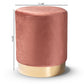 Chaela Contemporary Glam and Luxe Blush Pink Velvet Fabric Upholstered and Gold Finished Metal Ottoman FredCo