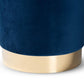 Chaela Contemporary Glam and Luxe Navy Blue Velvet Fabric Upholstered and Gold Finished Metal Ottoman FredCo
