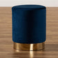 Chaela Contemporary Glam and Luxe Navy Blue Velvet Fabric Upholstered and Gold Finished Metal Ottoman FredCo