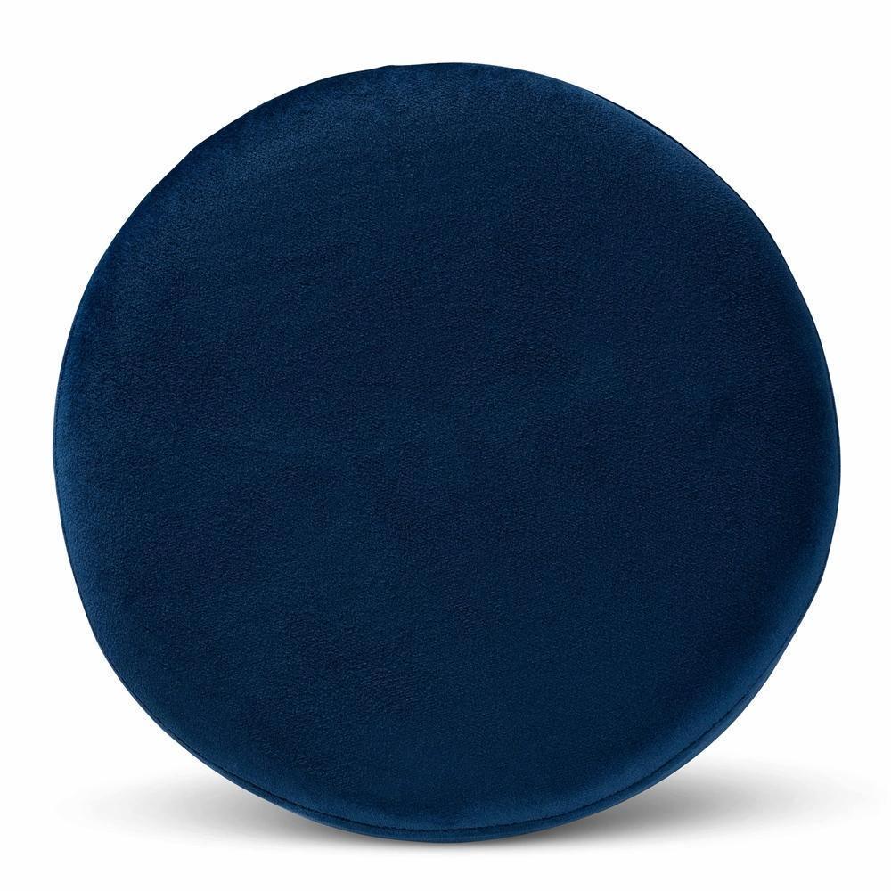 Chaela Contemporary Glam and Luxe Navy Blue Velvet Fabric Upholstered and Gold Finished Metal Ottoman FredCo