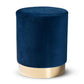 Chaela Contemporary Glam and Luxe Navy Blue Velvet Fabric Upholstered and Gold Finished Metal Ottoman FredCo