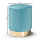 Chaela Contemporary Glam and Luxe Sky Blue Velvet Fabric Upholstered and Gold Finished Metal Ottoman FredCo