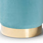 Chaela Contemporary Glam and Luxe Sky Blue Velvet Fabric Upholstered and Gold Finished Metal Ottoman FredCo