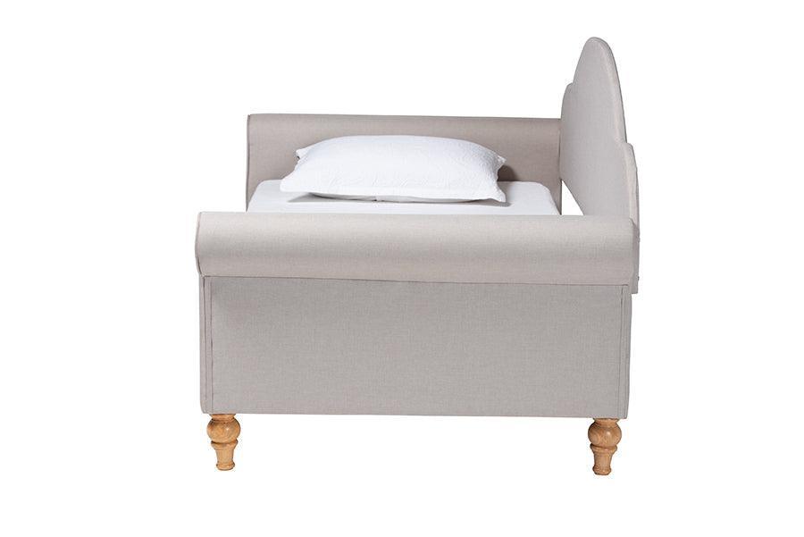 Chaise Classic and Traditional Light Grey Fabric and Natural Brown Finished Wood Twin Size Daybed FredCo