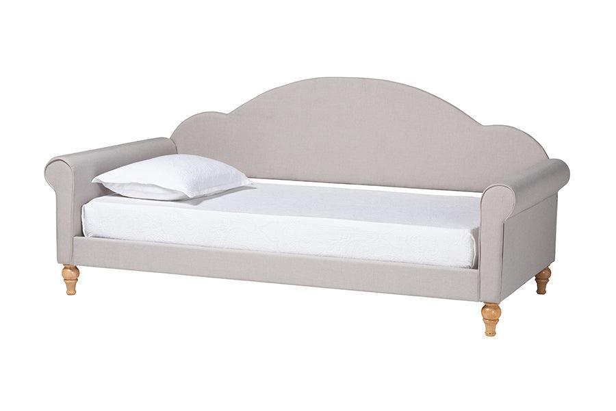 Chaise Classic and Traditional Light Grey Fabric and Natural Brown Finished Wood Twin Size Daybed FredCo