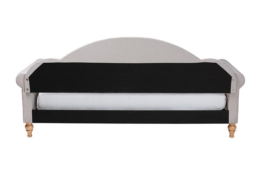 Chaise Classic and Traditional Light Grey Fabric and Natural Brown Finished Wood Twin Size Daybed FredCo