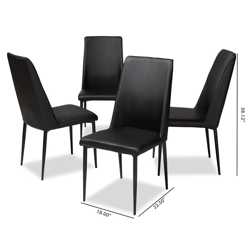 Chandelle Modern and Contemporary Black Faux Leather Upholstered Dining Chair (Set of 4) FredCo