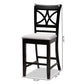 Chandler Modern and Contemporary Grey Fabric Upholstered and Espresso Brown Finished Wood 2-Piece Counter Height Pub Chair Set FredCo